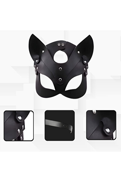 cribeau Masca sexy dama pisica, reglabila, accesorii metalice, design dirty kitty, marime universala, Negru