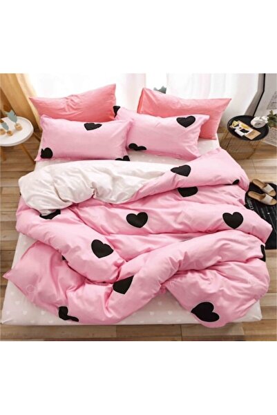 OEM Reversible Bed Linen, Elastic Sheet, Hearts, 1 Person, 4 Pieces, 140x200c...