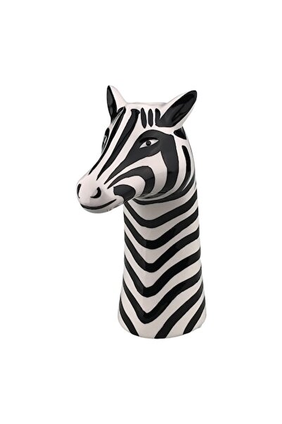 OEM Vază ceramică în formă de zebră, 17x26 cm, alb-negru