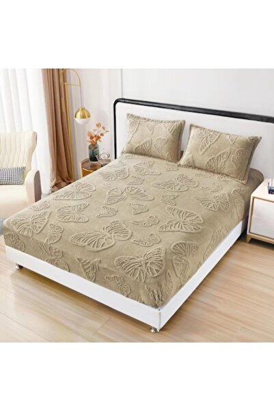 OEM Cuvertură de pat Coccolino 180x200 cm, 2 fețe de pernă, imprimeu fluturi bej