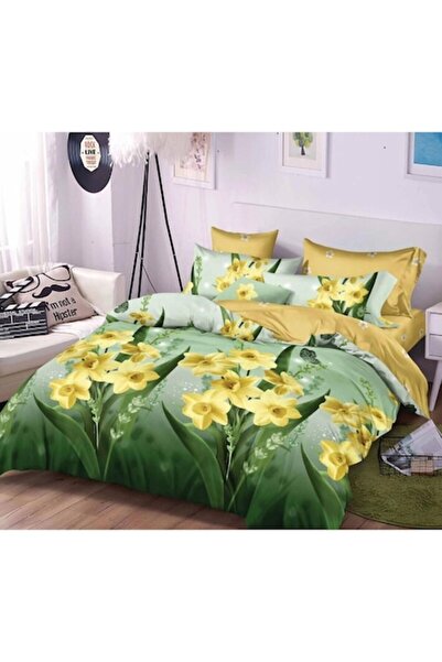 OEM Double Bed Linen Set, Narcissus Print, 2 Persons, 6 Pieces, Flannel, 220x...
