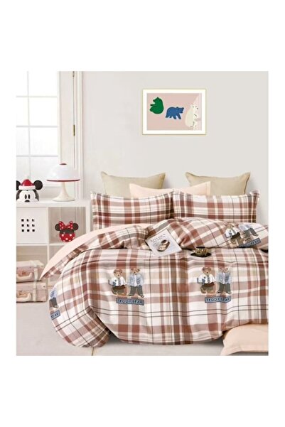 OEM Lenjerie de pat, flanel, cearșaf elastic, 1 persoană, 4 piese, 140x200cm,...