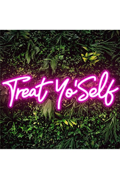 Slasa Treat Yourself LED Neon Light Sign 15x40 cm Pink Wall Decor