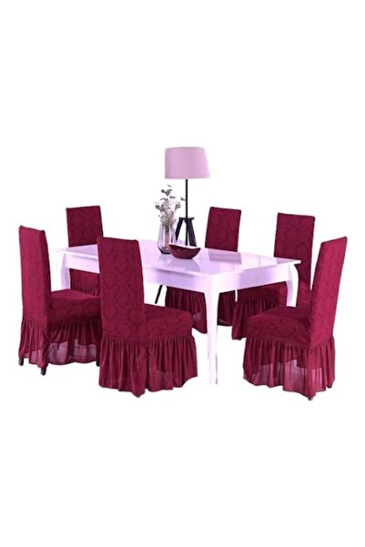 OEM Set of 6 Chair Covers, Jacquard with Ruffles, Elegant Abstract Design, Bo...