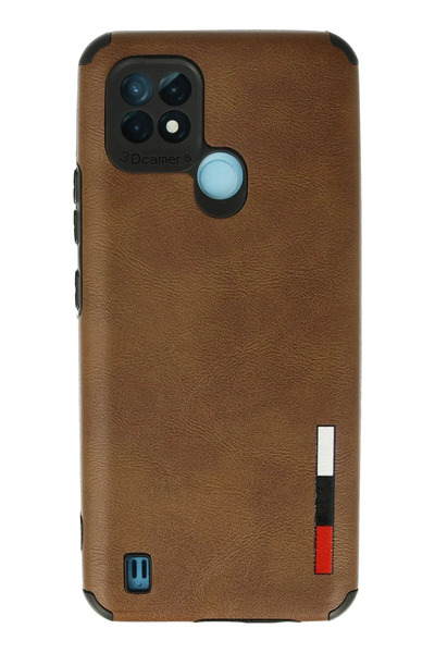 BSN STİL Bsnshop Realme C21 Case Loop Leather Silicone - Brown 1058986