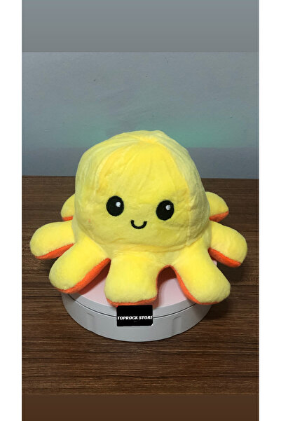 TOPROCKSTORE Mod Değiştiren Ahtapot Duygulu İki Yüzlü Peluş Oyuncak 20 Cm Hed...