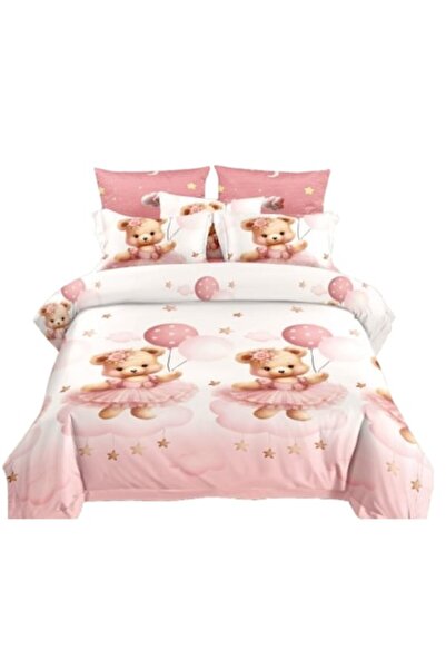 OEM Set de lenjerie de pat dublu, cearșaf reversibil, 4 piese, imprimeu cu de...