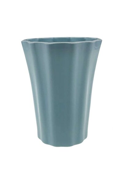 OEM Plastic Vase with Stripes 14x18 cm Duck Egg Green