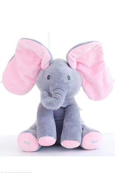 Generic Peek-a-Boo Singing Elephant Plush Toy | Music & Flapping Ears