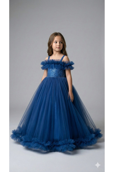 modallita فستان بناتي مزين بالترتر والزخارف