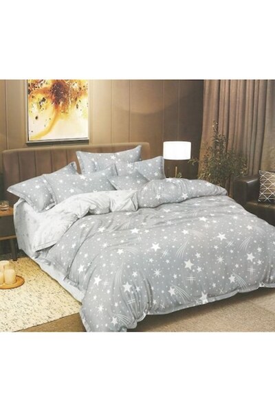 Pucioasa Double Bed Linen Set 2 Faces, Pucioasa, Starry Sky Print, M1, 4 Piec...