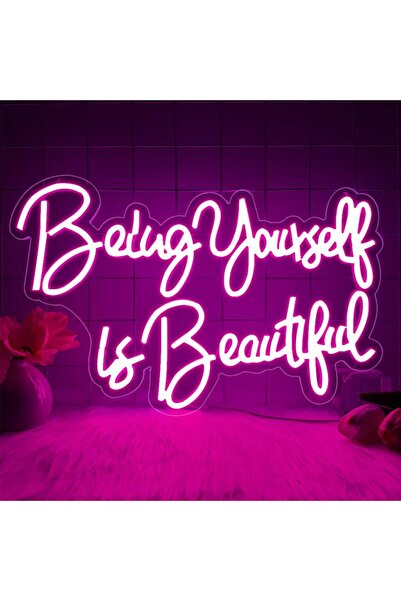 Slasa Being Yourself Is Beautiful LED Neon Sign 27x40 cm Pink Decor