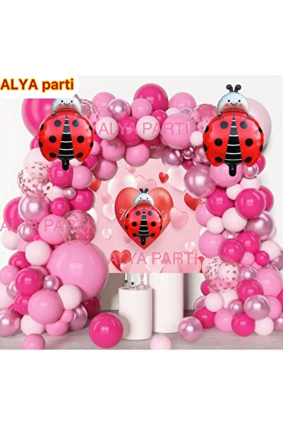 ALYA PARTİ Bol Balonlu Uğur Böceği Folyo Balonlu Doğum Günü Seti