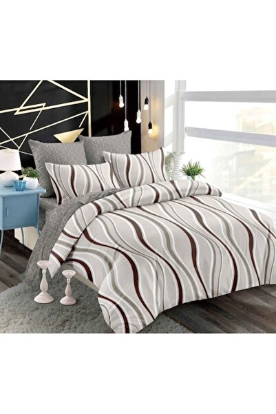 OEM Set lenjerie de pat dublu, Spring, satin fin, cearșaf elastic, imprimeu c...