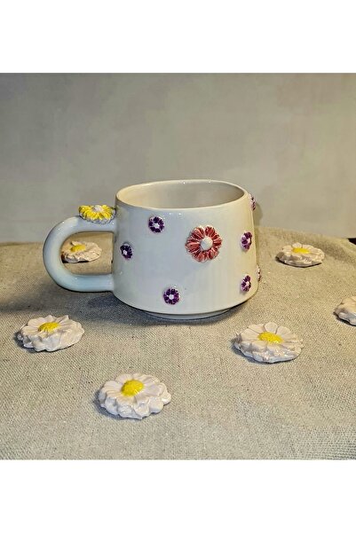 senseoftouch Colorful Daisy Tea Coffee Ceramic Cup Mug Handmade
