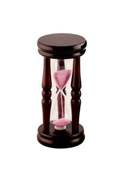 OEM Clepsidră de sticlă pe suport de lemn, nisip colorat, 6x13cm, roz-maro