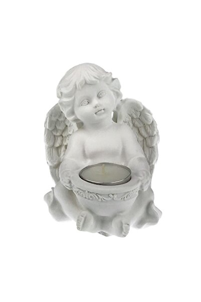 OEM Ornament din rășină cu înger și tăbliță de ceară, 10x13 cm, alb