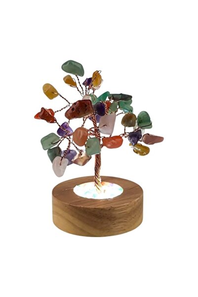 OEM Arborele Vieții Feng Shui cu Cristale Multicolore și Bază din Lemn