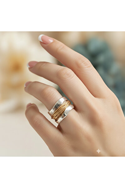 Sevil Gülgün Atelier خاتم نسائي من سلسلة الفن الحديث المتموج - مزيج من الذهب ...