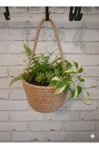 ENA Hasır mini dekoratif çok amaçlı sepet, mini saksı