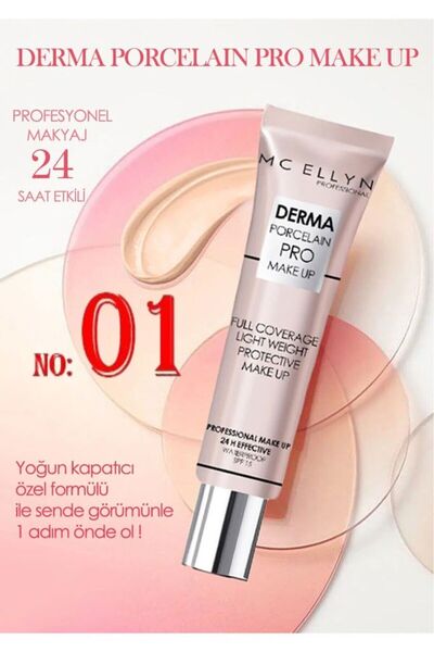 YİFOREVERS KOZMETİK Pro Makeup Waterproof Spf15 Derma Porselen Kapatıcı Fondö...