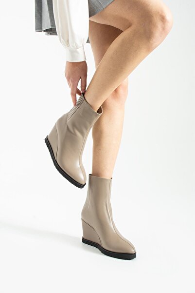 FOLLİNİ حذاء نسائي بكعب عريض من الجلد الطبيعي مصنوع من جلد المنك