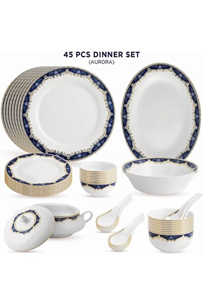 PEGGY OLIVER Aurora Collection 45 Pcs Dinner Set Real Gold Plated
