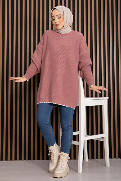 EBRUTESETTÜR Ribbed Oversized Knitwear Sweater Powder