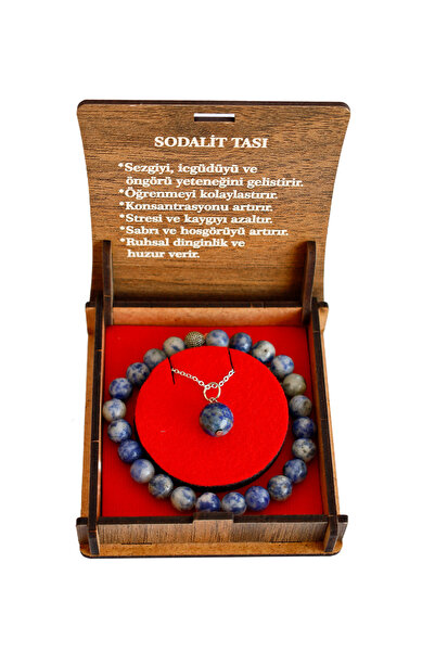 taru pasaj Sodalite Stone Boxed Bracelet & Necklace Set – Heart, Ball, and Ch...