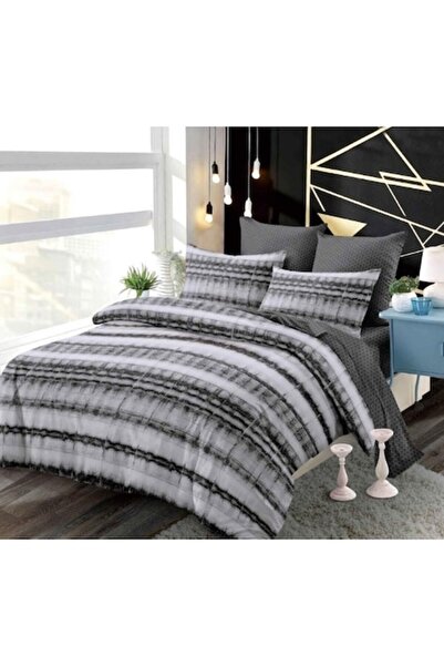 OEM Set lenjerie de pat dublu, cu primăvară, cearșaf elastic, 6 piese, imprim...