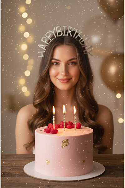 Happyline Happy Birthday Yazılı Taç, Doğum Günü Tacı, Kadın Taç, Kadın Saç Ak...