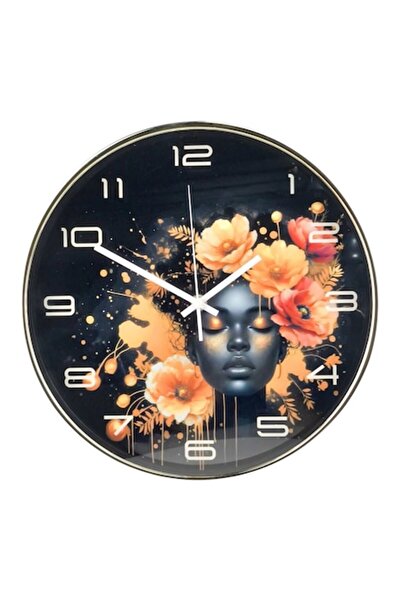 OEM Ceas de perete cu femeie de culoare și flori