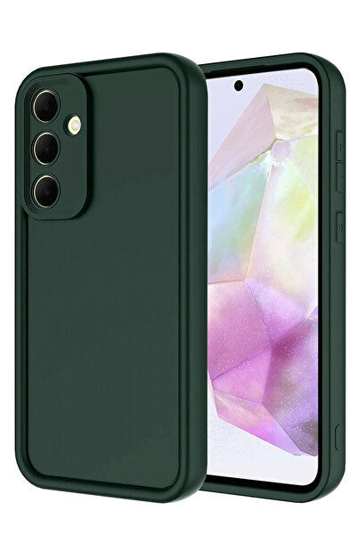 BSN STİL حافظة سامسونج جالاكسي A56 من بي اس اس شوب - سيليكون فييرا - أخضر داك...