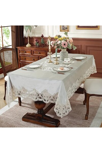 OEM Tablecloth, Cotton Embroidery, Ivory, 160x300cm
