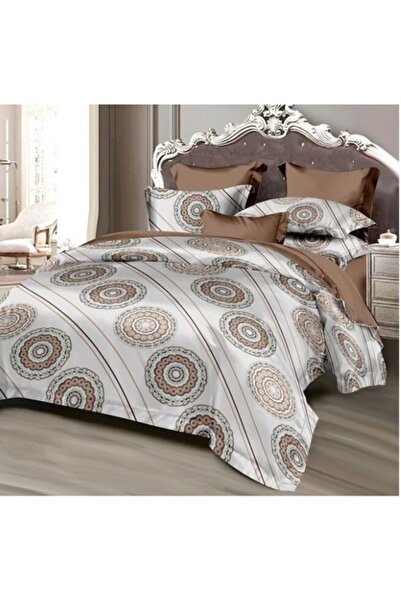 OEM Set de lenjerie de pat dublu, 6 piese, 2 persoane, 245x250 cm, imprimeu d...