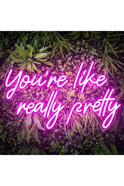 Slasa لافتة نيون LED وردية اللون مقاس 25 × 43 سم، مكتوب عليها "أنتِ جميلة جدًا".