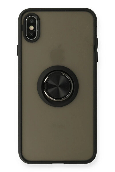 BSN STİL غطاء سيليكون من BSNSHOP XS Max مع حلقة مونتريال - أسود 1058986