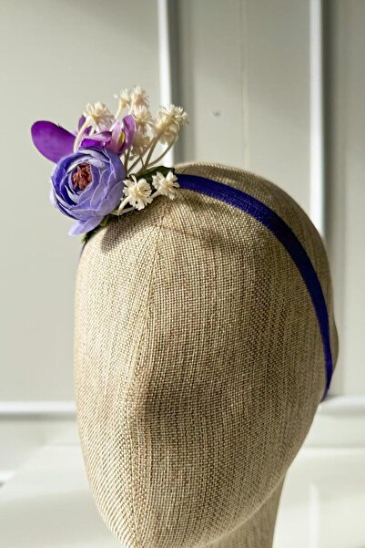 SUBU TASARIM Bandă de păr pentru bebeluși cu detaliu de flori violet Sbt6008