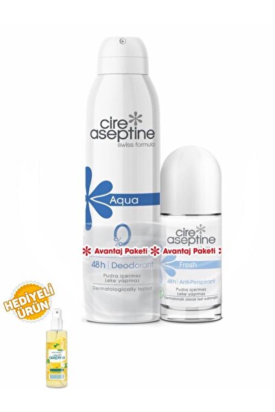 CIRE ASEPTINE Aqua Deodorant 150Ml+Fresh Rollon 60Ml Avantaj Paketi