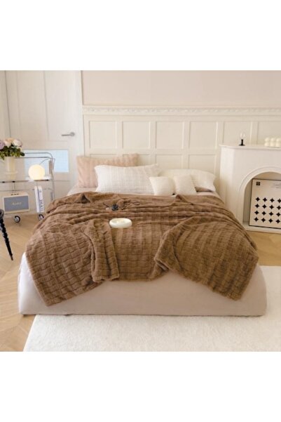 OEM Rabbit Imitation Blanket, 200x240 cm, Solid Color, Brown