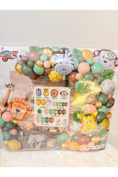ENG PARTİ DÜNYASI 100 Piece Safari & Animal Themed Balloon Concept - Eng-B1092