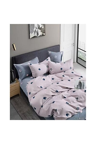 OEM Bicolor Heart Print Fitted Bed Linen Set for One Person