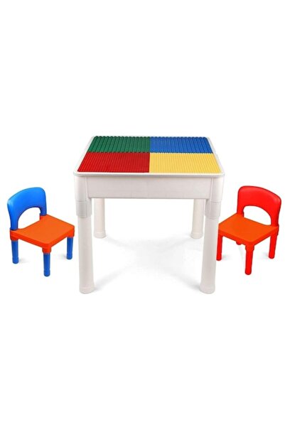OEM Set de masă interactiv cu 2 scaune tip Lego Duplo 3 în 1 - Concept E Efrall