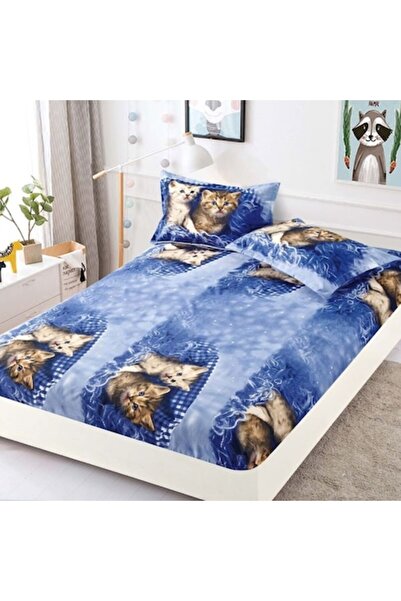 JOJO HOME Double Bed Cover with Elastic, Jojo Home, Kittens Print, 3 Pieces, ...