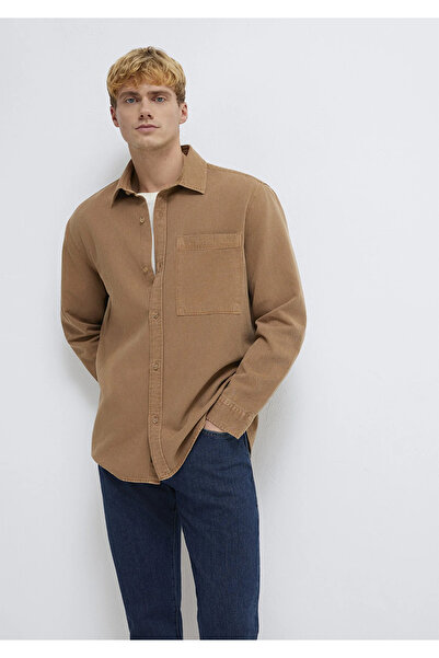 Mavi Camel Hair Tencel Tm Lyocell Blended Shirt with Pockets Regular Fit / Re...