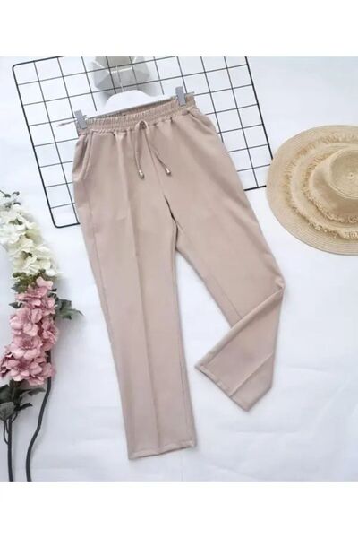 TÜCCAR UMUT Kadın Havuç Kesim Bilek Boy Ip Detaylı Cepli Beli Lastikli Kumaş ...