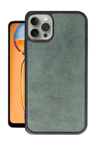 BSN STİL Bsnshop 15 Pro Max Case Aras Leather Cover - Dark Green 1058986