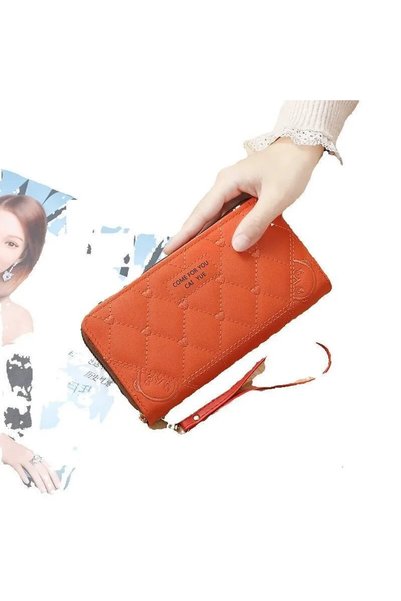 AyShop Card Capacity Zippered Multi-Pocket Convenient Hand Wallet with Coin Compartment