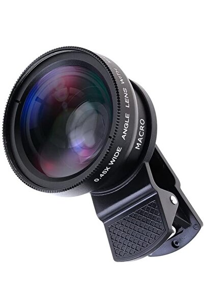 2’si 1 Arada Klipsli Telefon Kamera Lensi 0.45X Ultra Geniş Açı 10X Makro 37mm Evrensel 49mm UV Port