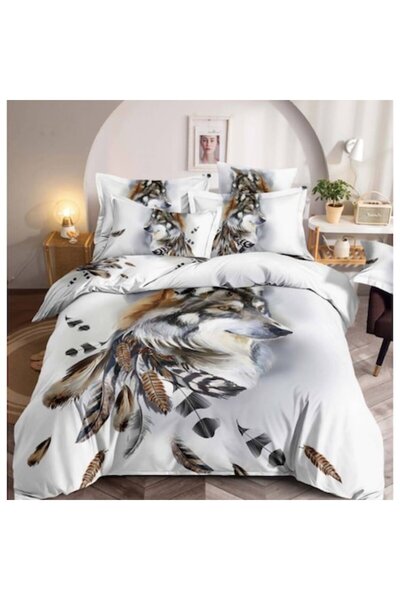 JOJO HOME Σετ Λευκών Ειδών Διπλού Κρεβατιού, Jojo Home, 3D Εκτύπωση, Λύκος, 6...